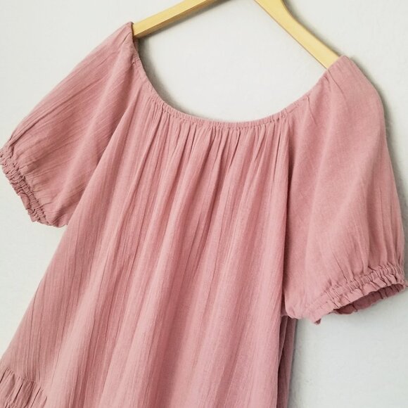 Free People Mauve So Scenic Flowy Cotton Mini Dress Size L Breathable Airy Boho - Picture 15 of 16